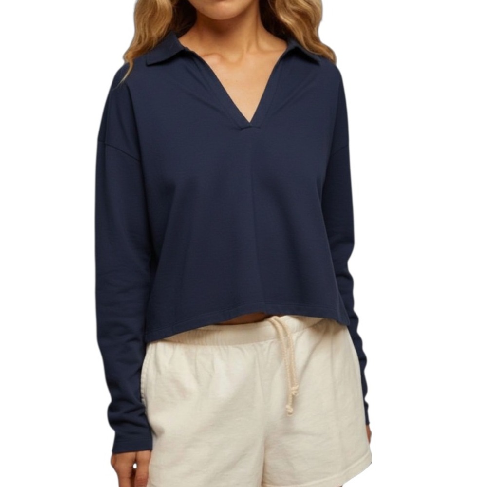 PERFECT WHITE TEE PerfectWhiteTee ALISON POLO CROP TOP Navy Tennessee Jersey S